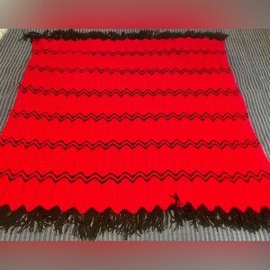 Crocheted Chevron Zig-Zag Handknit Afghan Throw - 46”x54” - UGA/Atlanta Falcons